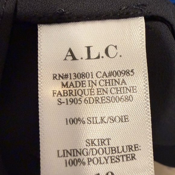 A.L.C. Blue & Black Silk Snake Print Asymmetrical Hem Dress NWT Size 10 - Picture 6 of 6